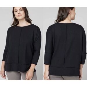 Spanx Black Perfect Length Dolman 3/4 Sleeve Top Sweatshirt Medium